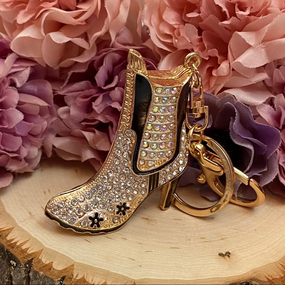 Silver and Black Crystal High Heel Boot Keychain Charm - Picture 6 of 16